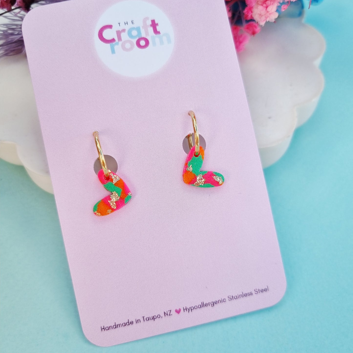 Mini heart stud hoop