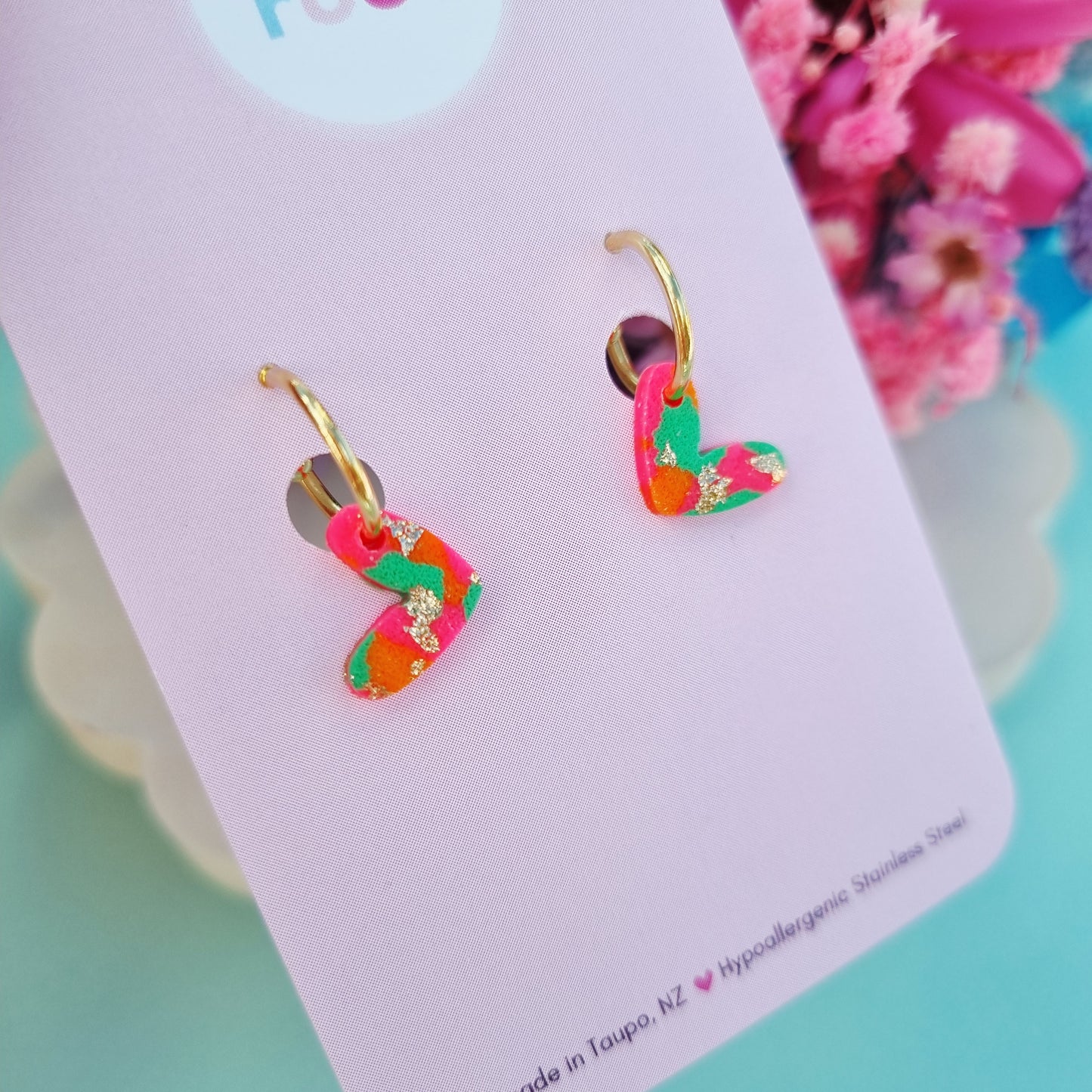 Mini heart stud hoop