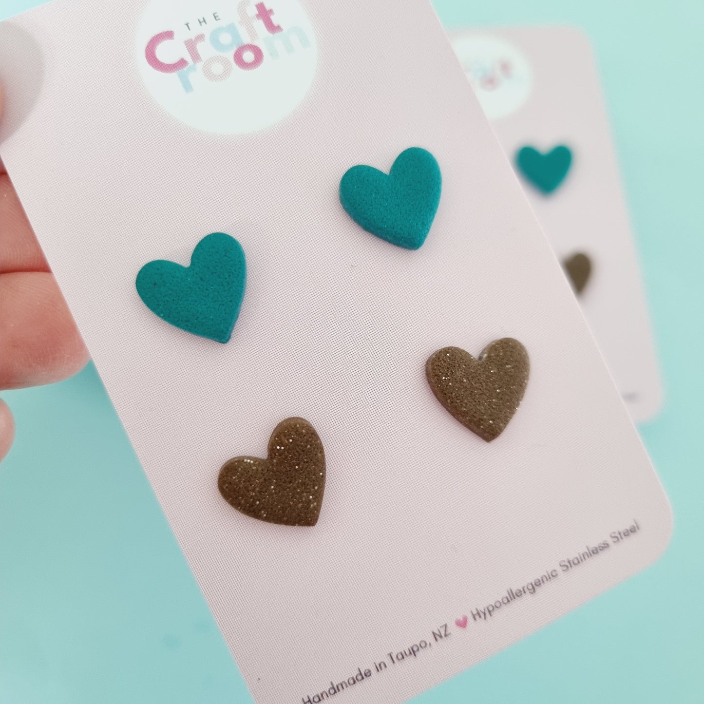 Mini stud 2 pack (teal/brown)
