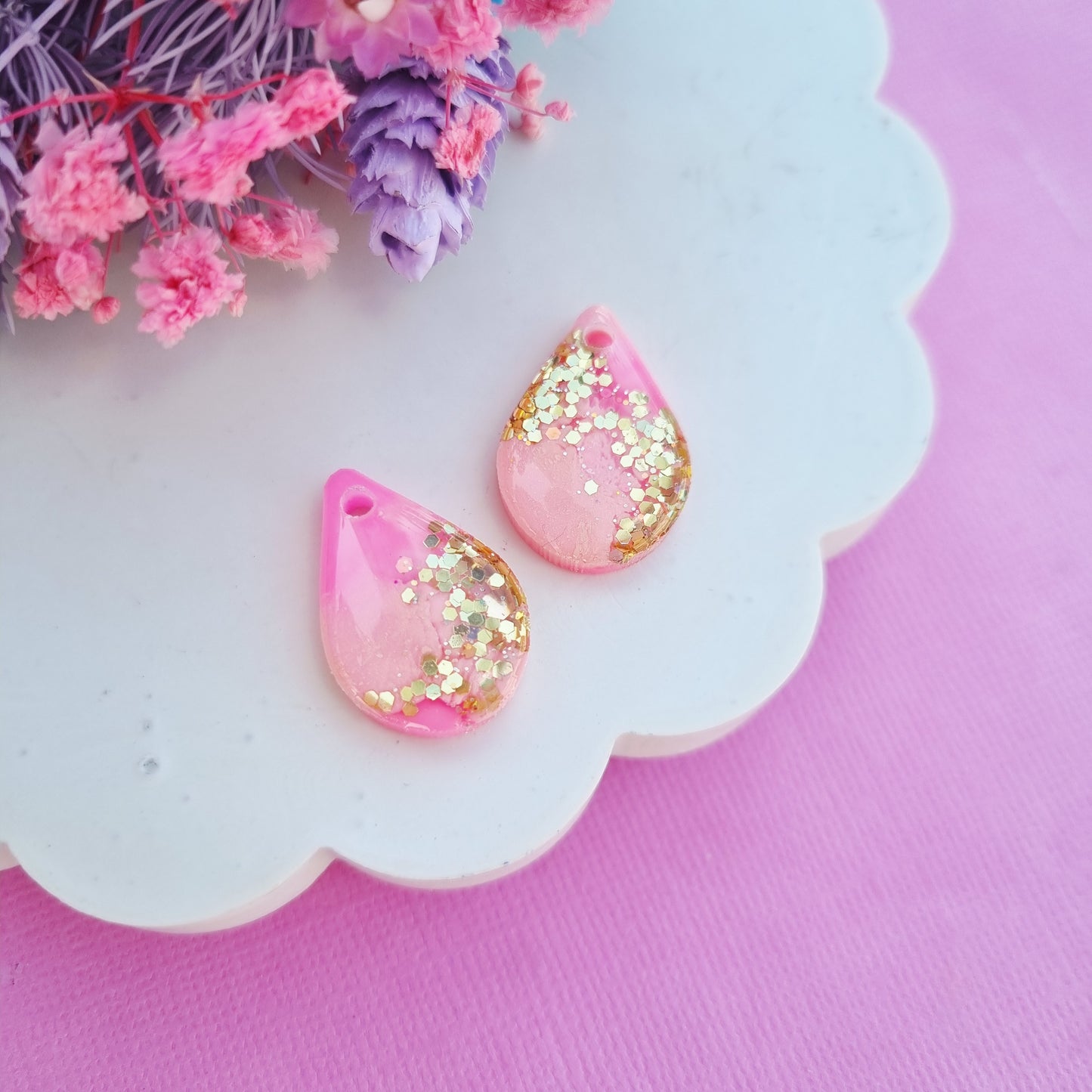 Tear drop glitter charm