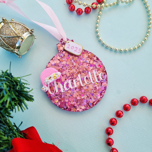 Personalised resin bauble (pink)
