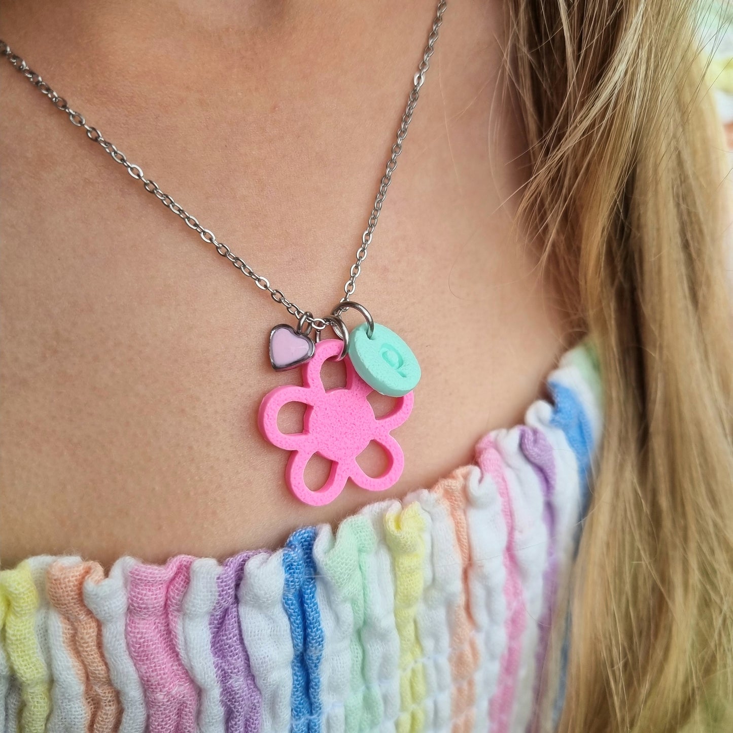 Piper initial necklace (pink)