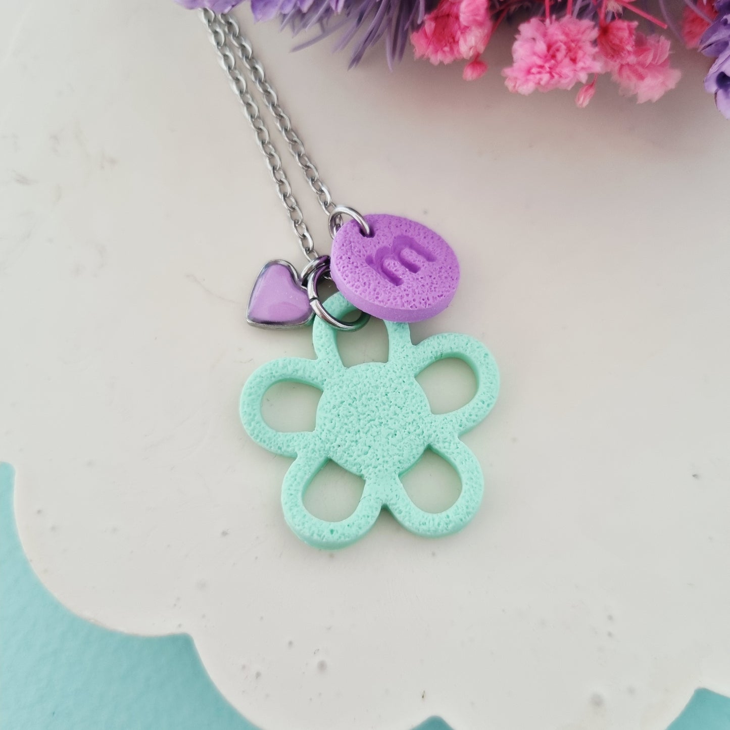 Piper initial necklace (mint)
