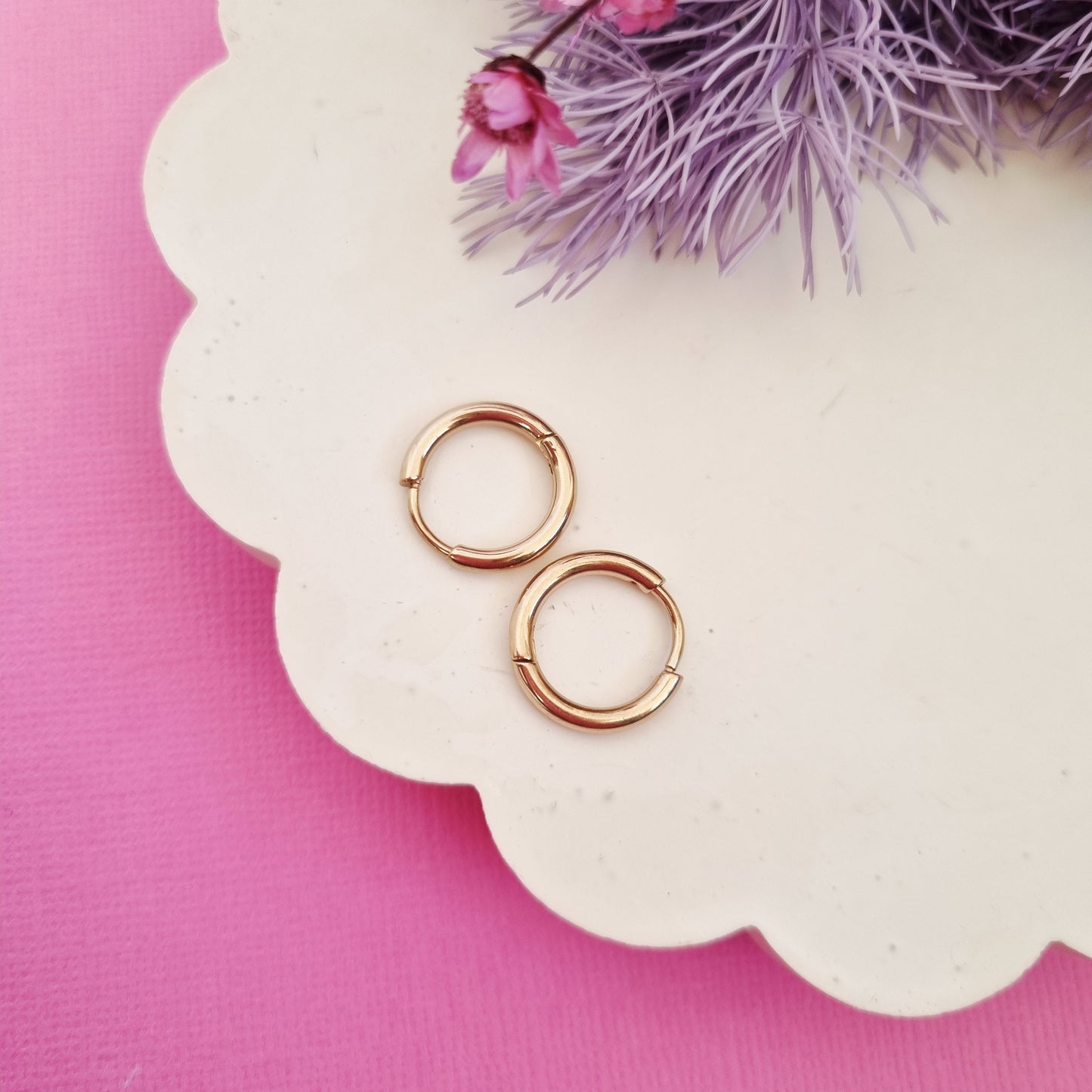 Huggie hoop rose gold