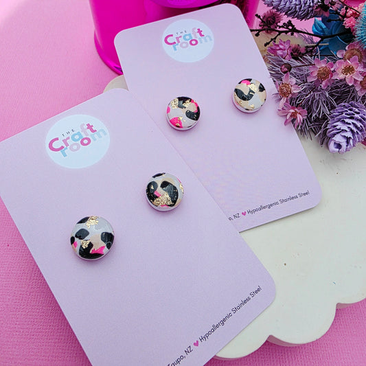 Midi leopard circle stud