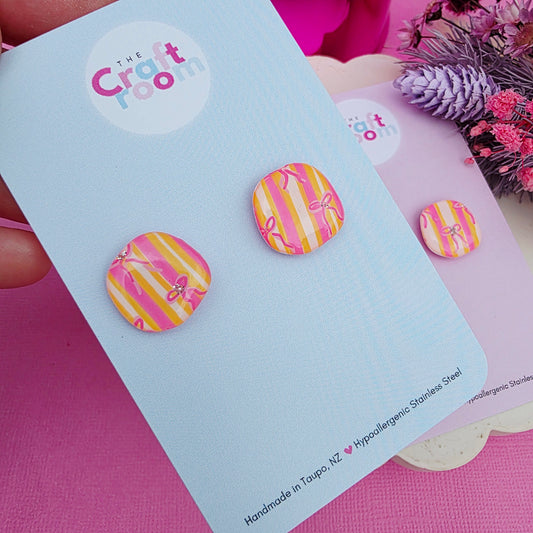 Midi stripe bow stud