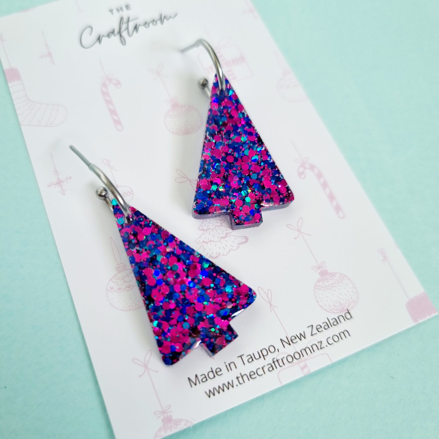 Christmas tree stud hoop