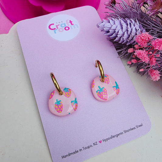 Midi strawberry huggie hoop