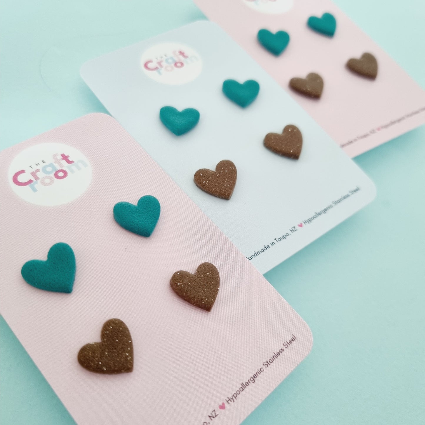Mini stud 2 pack (teal/brown)