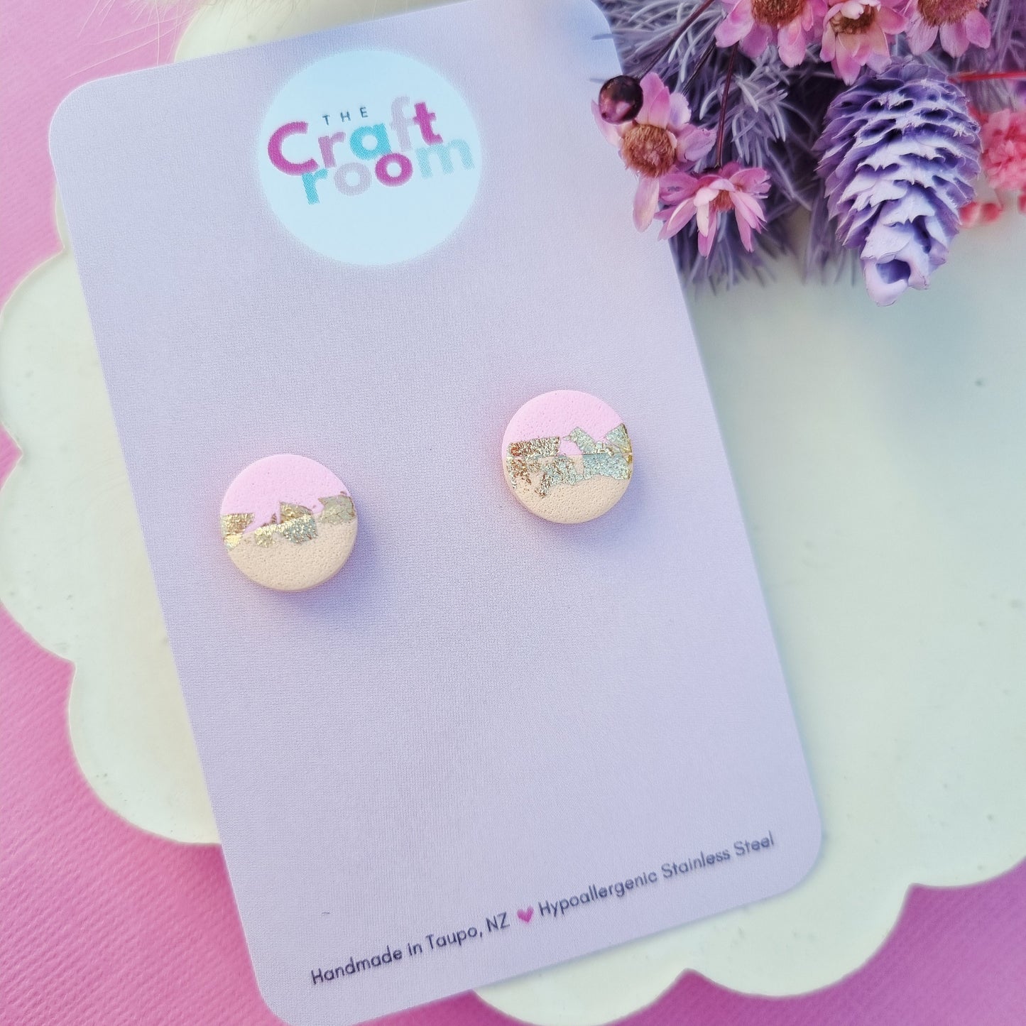 Mini stud (peach & pink)