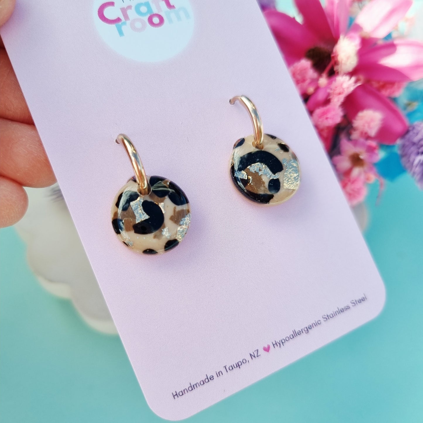 Leopard huggie hoop