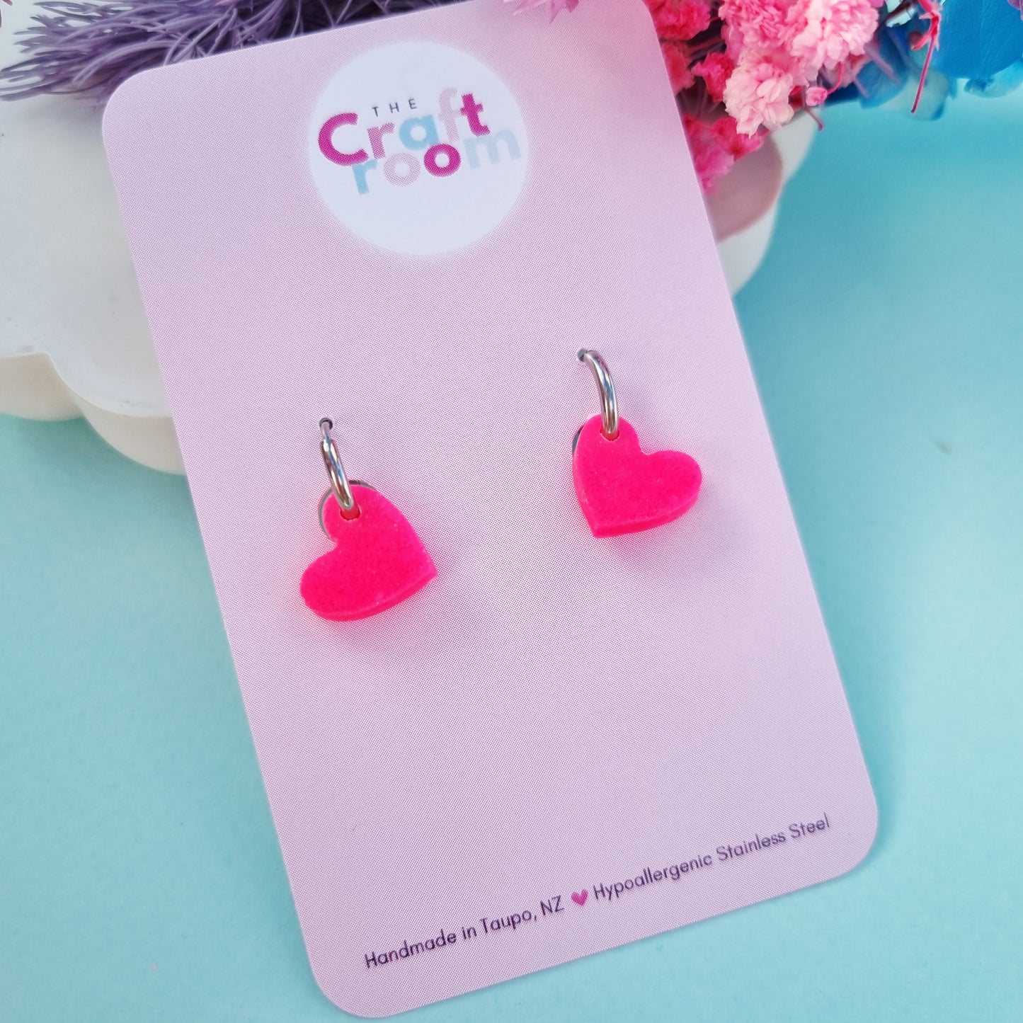 Little lady mini heart huggie (hot pink)