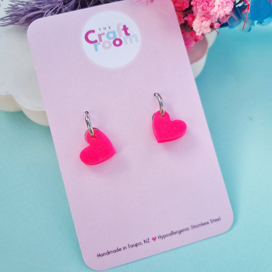 Little lady mini heart huggie (hot pink)