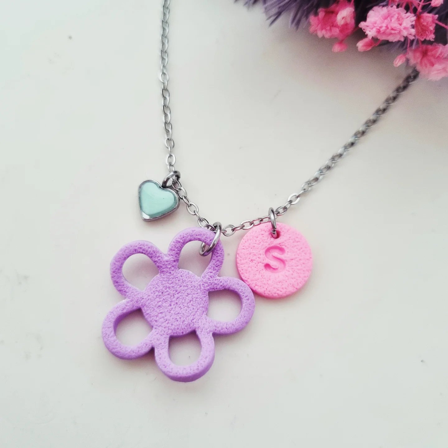 Piper initial necklace (purple)