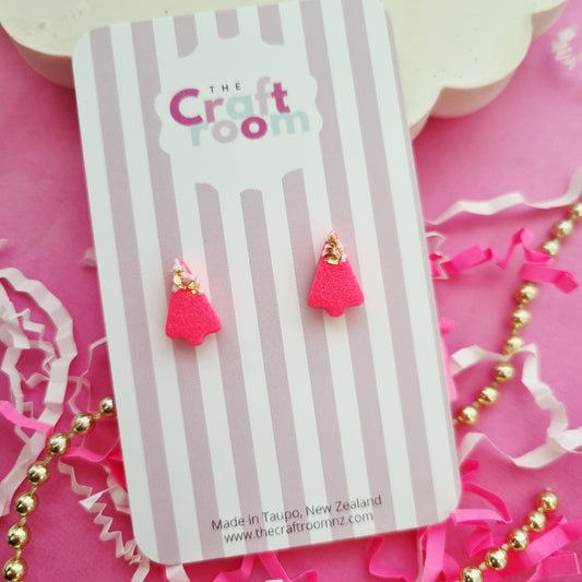 Christmas tree stud (hot pink)