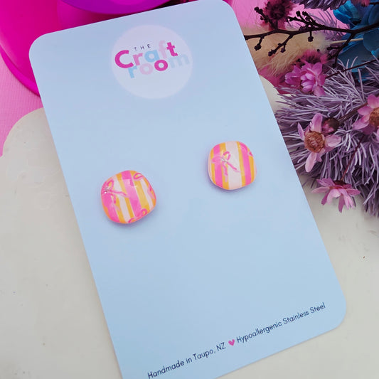 Stripe bow mini stud