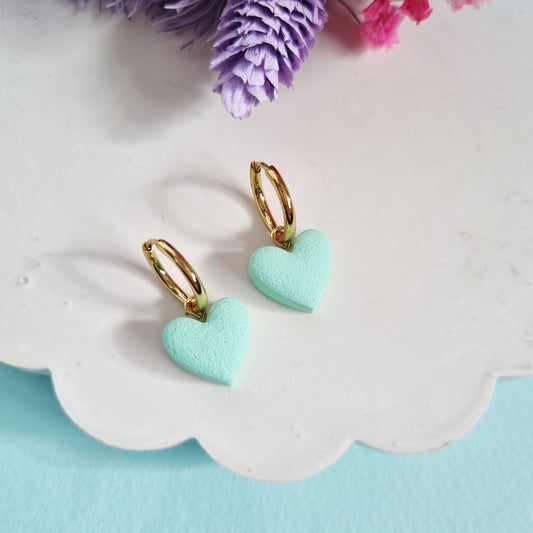 Chunky Mint heart huggie (gold)