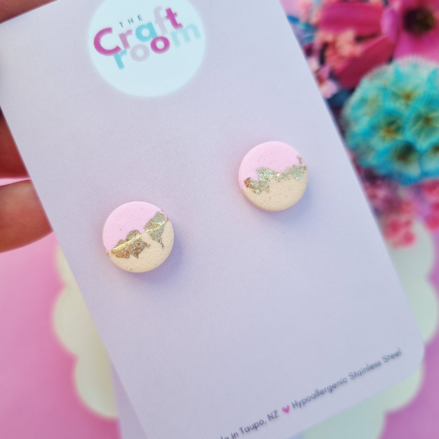 Mini stud (peach & pink)