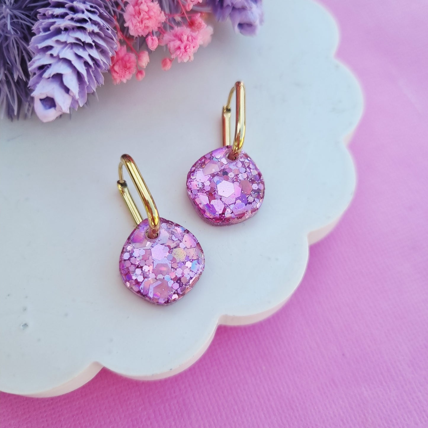 Midi glitter oval huggie