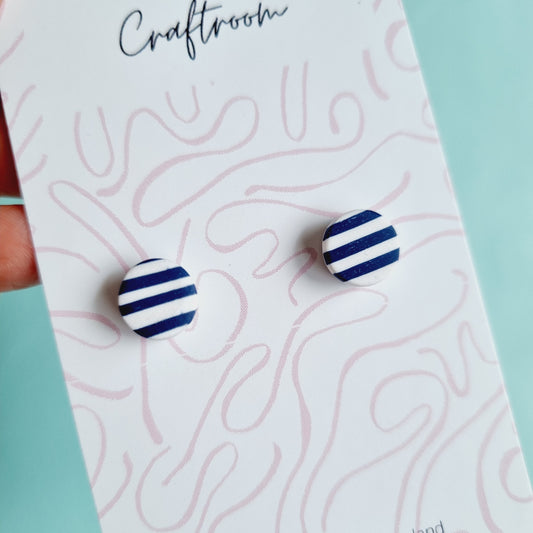 Mini stripe stud (navy/white)