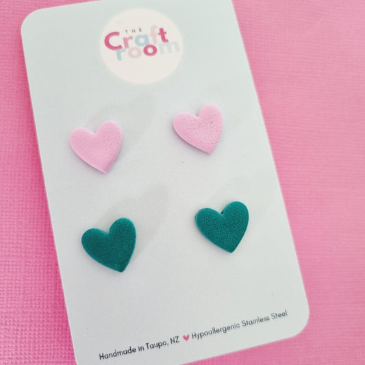 Mini stud 2 pack (teal/pink)