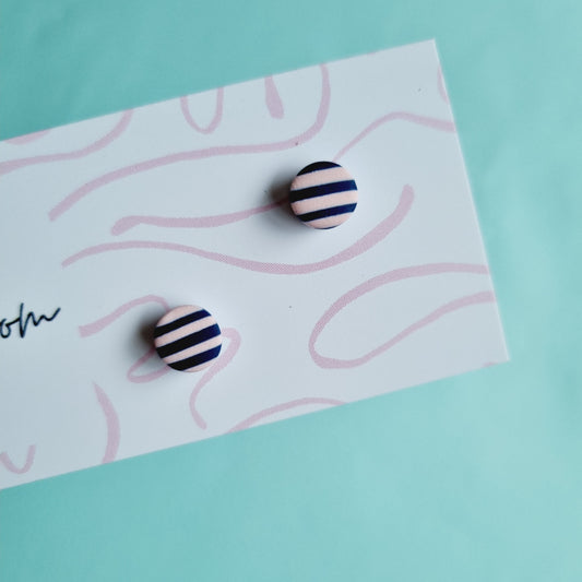 Petite mini stripe stud (navy/pink)