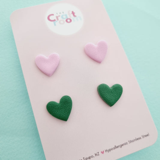 Mini stud 2 pack (olive/pink)