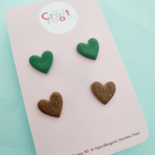 Mini stud 2 pack (olive/brown)