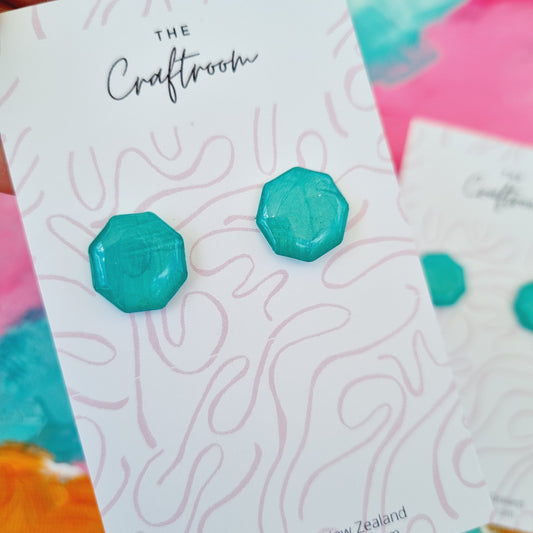 Seafoam octagon mini stud