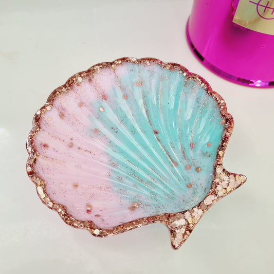 Clam shell dish- pink/mint