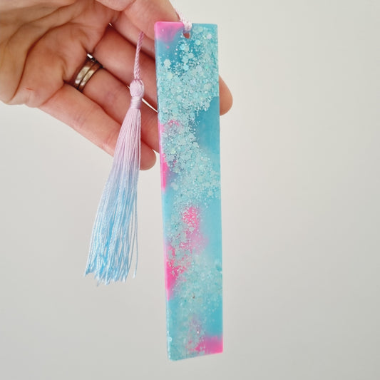 Resin bookmark- blue/pink